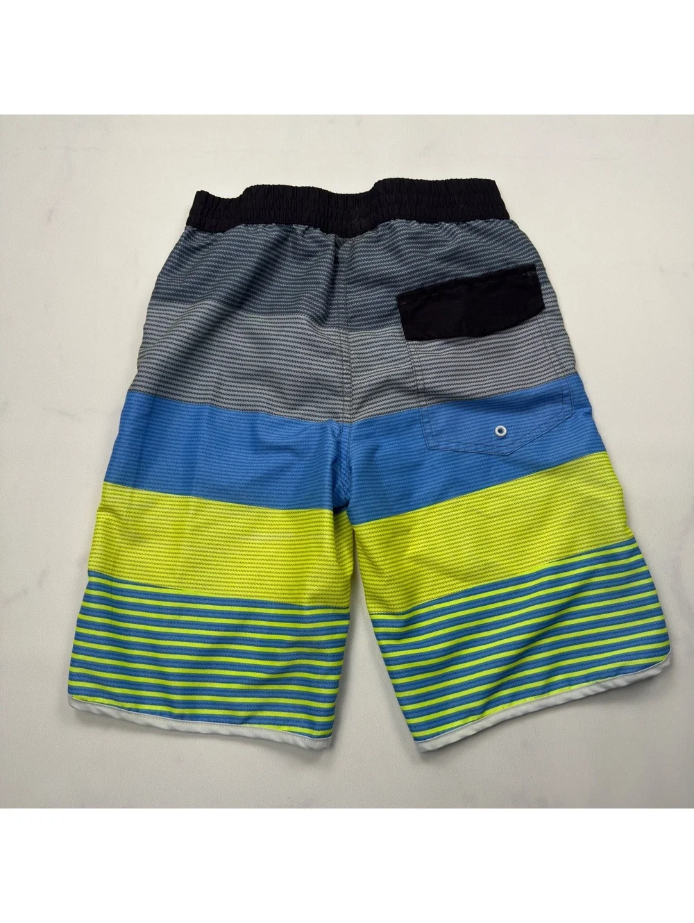 kidpik Swim Trunks Colorblock Striped Elastic Waist - Boys L 12